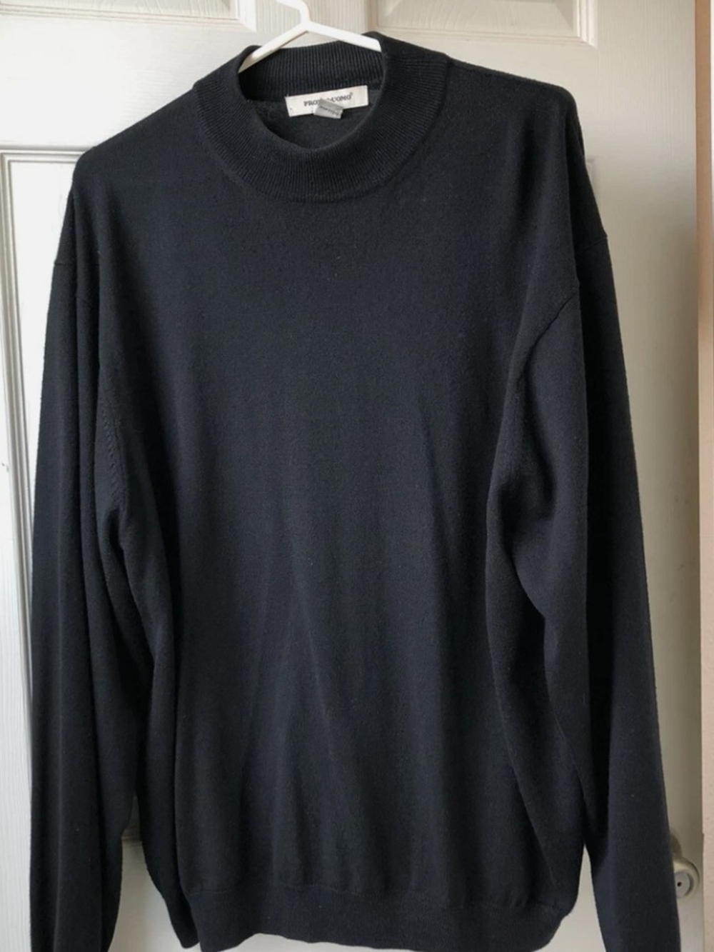 Pronto Uomo Sweater Extra Large XL Black 100% Extra Fine Merino Wool